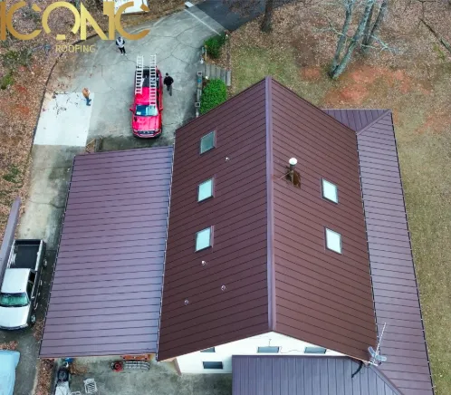 Metal roof installation in Mansard Brown installed in Vale NC