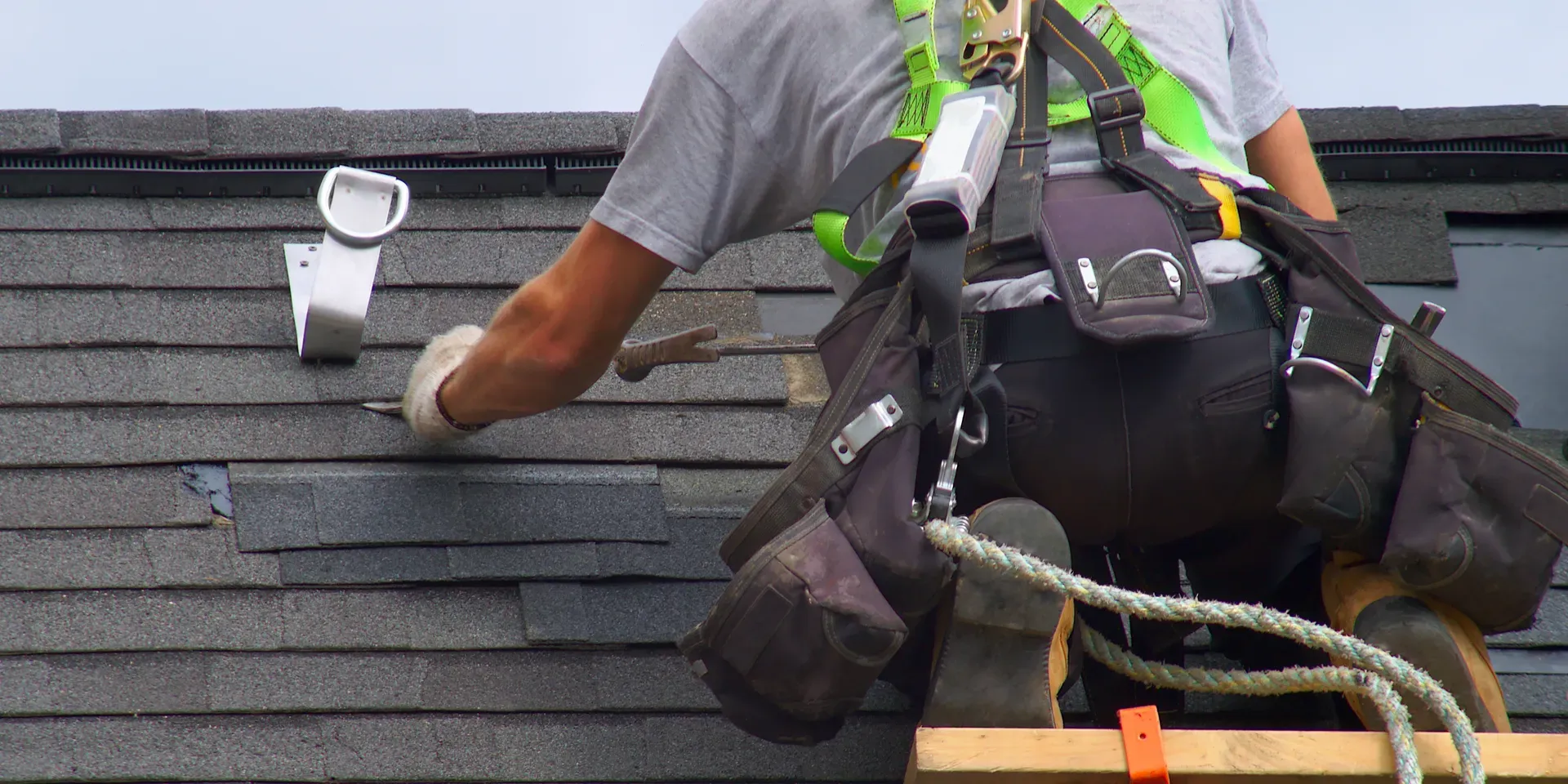 Roof repair and patch work being completed on a Hickory NC home by Iconic Roofing